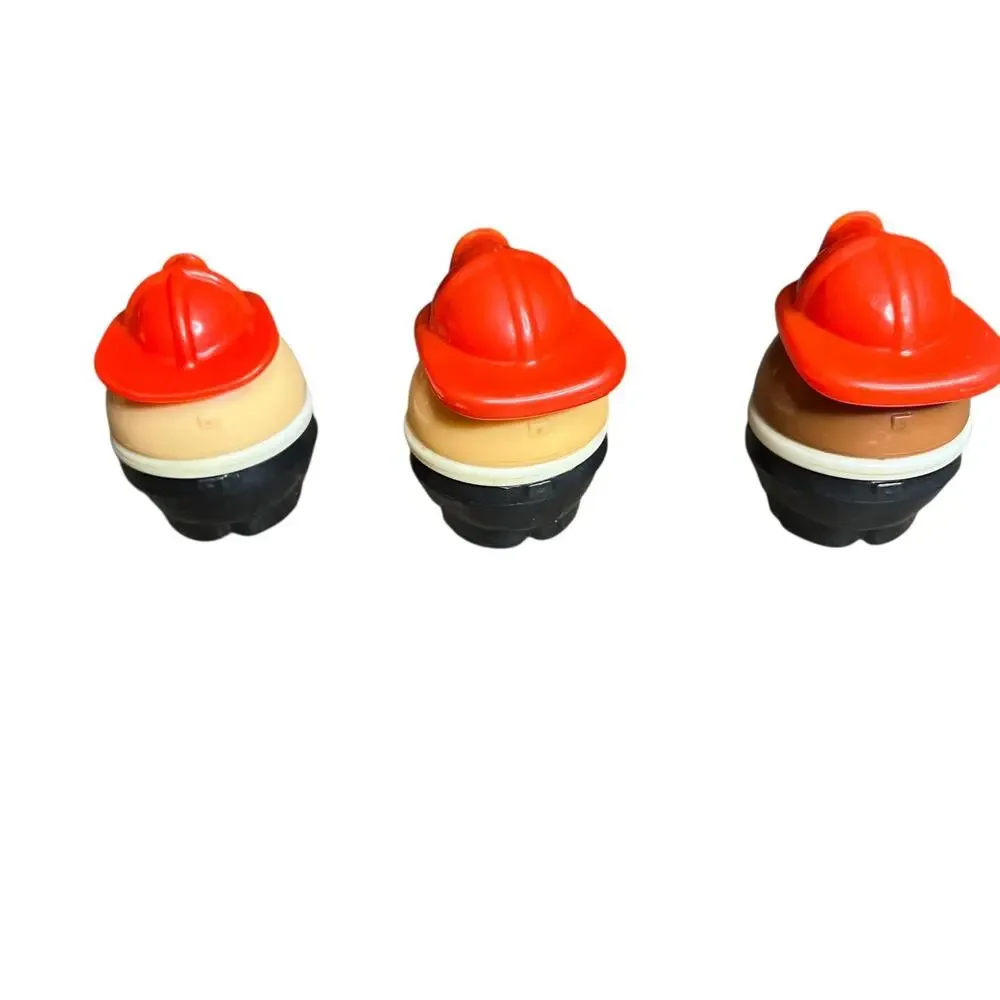 Vintage Disney Arco Fire Truck Toy‎ with 3 Egg Shaped Firefighter Figures Red